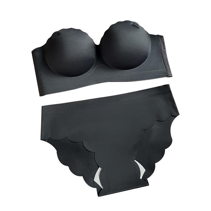 Non-Slip Strapless Push-Up Seamless Lingerie Set for Small Busts