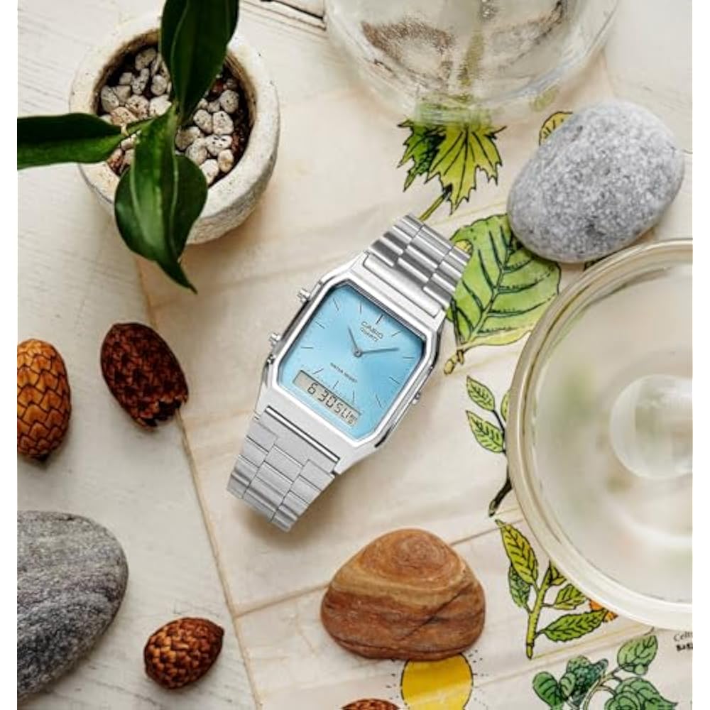 Casio Women's Analog Quartz Watch with Stainless Steel Strap AQ-230A-2A1MQYES, Silver
