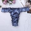 Mens Lingerie Soft Shiny Briefs Thong Panties Ruffled Frilly Sissy Bikini Briefs Thong Underwear Underpants