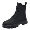 Men's Workwear Boots Autumn British Style Retro Round Head Solid Colour Footwear Lace Up Walking Shoes