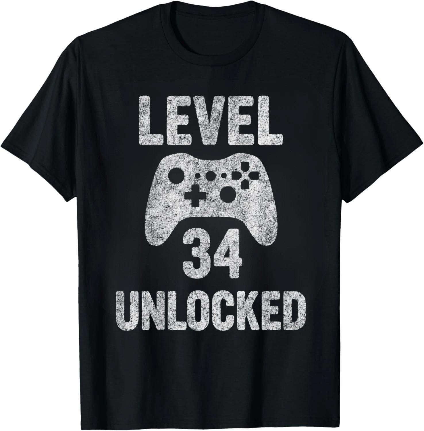 

Cute Video Gamer 34th Birthday Gift Level 34 Unlocked Gift Unisex T-Shirt L