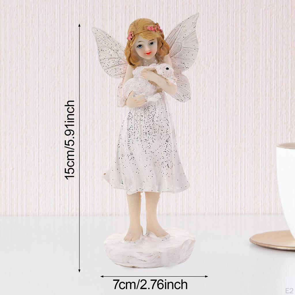 Angel Statue, Resin Sculpture, Creative Figurine, Desktop Ornament for Birthday Gift Home