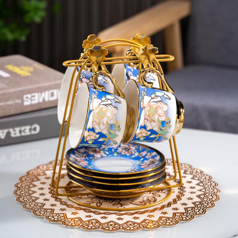 

Набор роскошных керамических кофейных чашек Zhaoran с подставкой, синий цветочный