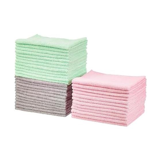 Cloth Microfiber Multipurpose Cleaning Car Wash Dish Cloth 36 Pieces (40 X 30 Cm) Green, Gray, Pink