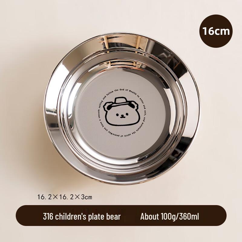 316 Stainless Steel Kids  Dining Plate 16cm Round Plate