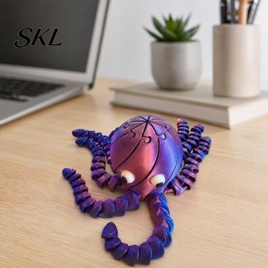 Octopus Sensory Toy 3D Printed Toy, Articulated Figurine with Movable Joints, Plastic Sea Animal Stress Relief Fidget for Kids Adults Model