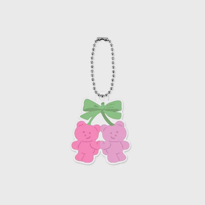 Pink cherry ribbon gummy acrylic keyring