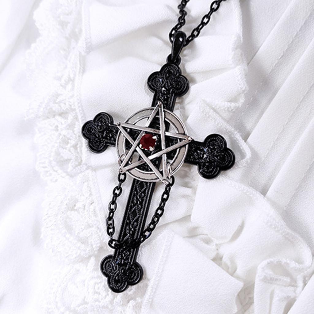 Elegant Gothic Chain Necklaces Religious Neck Jewelry Pendant Necklace Simple Neckchain for Parties and Casual Looks