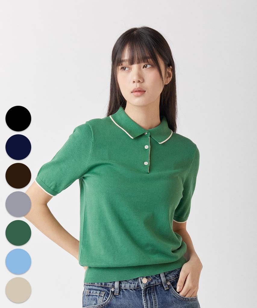 Mannergram Superfine Cotton Sheet Collared Short Sleeve Knit (Type B)
