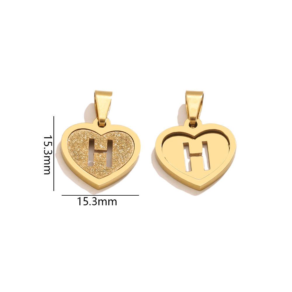5Pcs/Bag Stainless Steel Gold-plated Heart Letter Pendant DIY Accessory Fashionable Versatile Letter Necklace Pendant