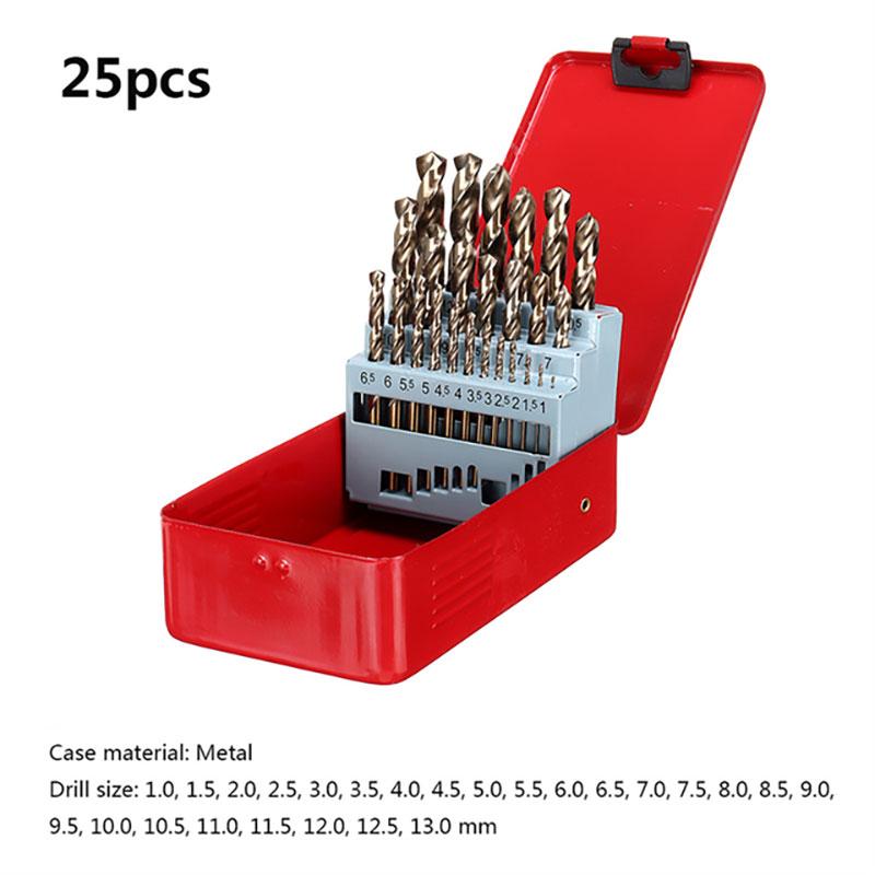 13pc/19pc/25pc Drill Bit Twist Drill Set Hole Opener Multifunctional Stainless Steel Metal Punching Twist Drill Bit