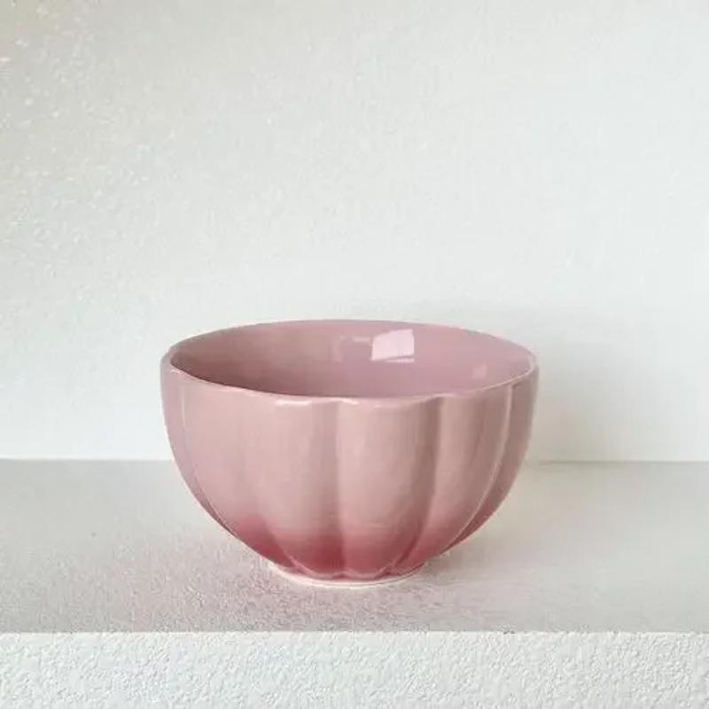 Cute Blush Gradient Korean Tableware Plate Dessert Fruits and Vegetables Plate Yogurt Rice Bowl Underglaze Ceramic Tableware Set