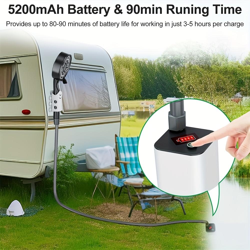 Portable Camping Shower, Outdoor Electric Shower Pump with a 5200mAh USB Rechargeable Battery