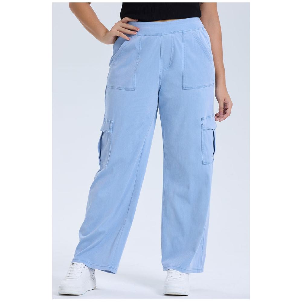 Yoga jeans met wijde pijpen en zakken, maat Large.
