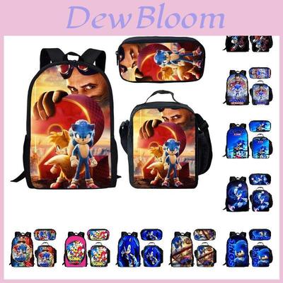 Sonic Anime Schoolbag Set With Cartoon Prints Water Proof Breathable For Kids