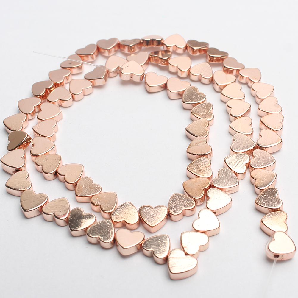 

5x6 мм натуральные бусины из гематита в форме сердца для изготовления ювелирных изделий, бусины из натурального камня, украшения своими руками, 68 шт. розового золота