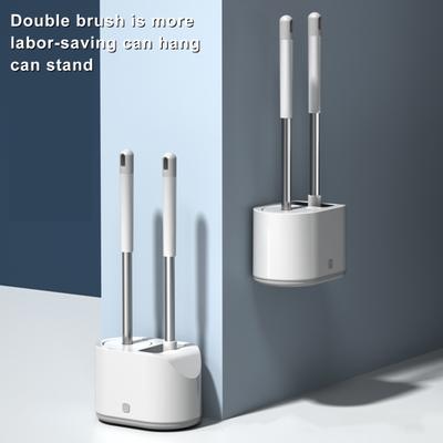 3Pcs/Set Silicone Toilet Brush Set Hanging Holes Design Silicone Bristles Bathtub Cleaning Scrubber with Ventilated Base