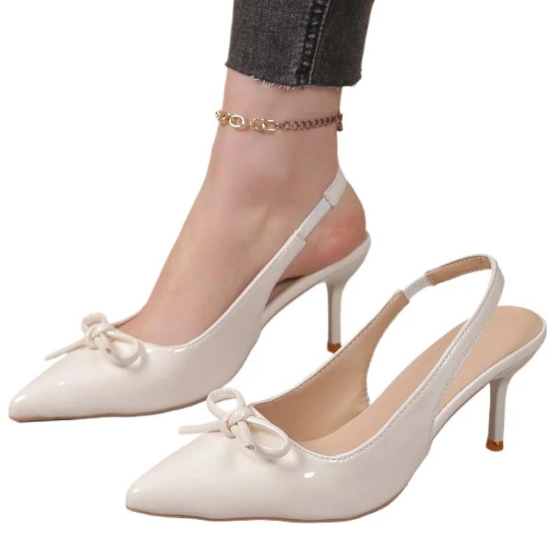 2025 Slip-on Women's High Heels New Butterfly-knot Office and Career Summer Best Seller Plus Size Closed Toe Sandals