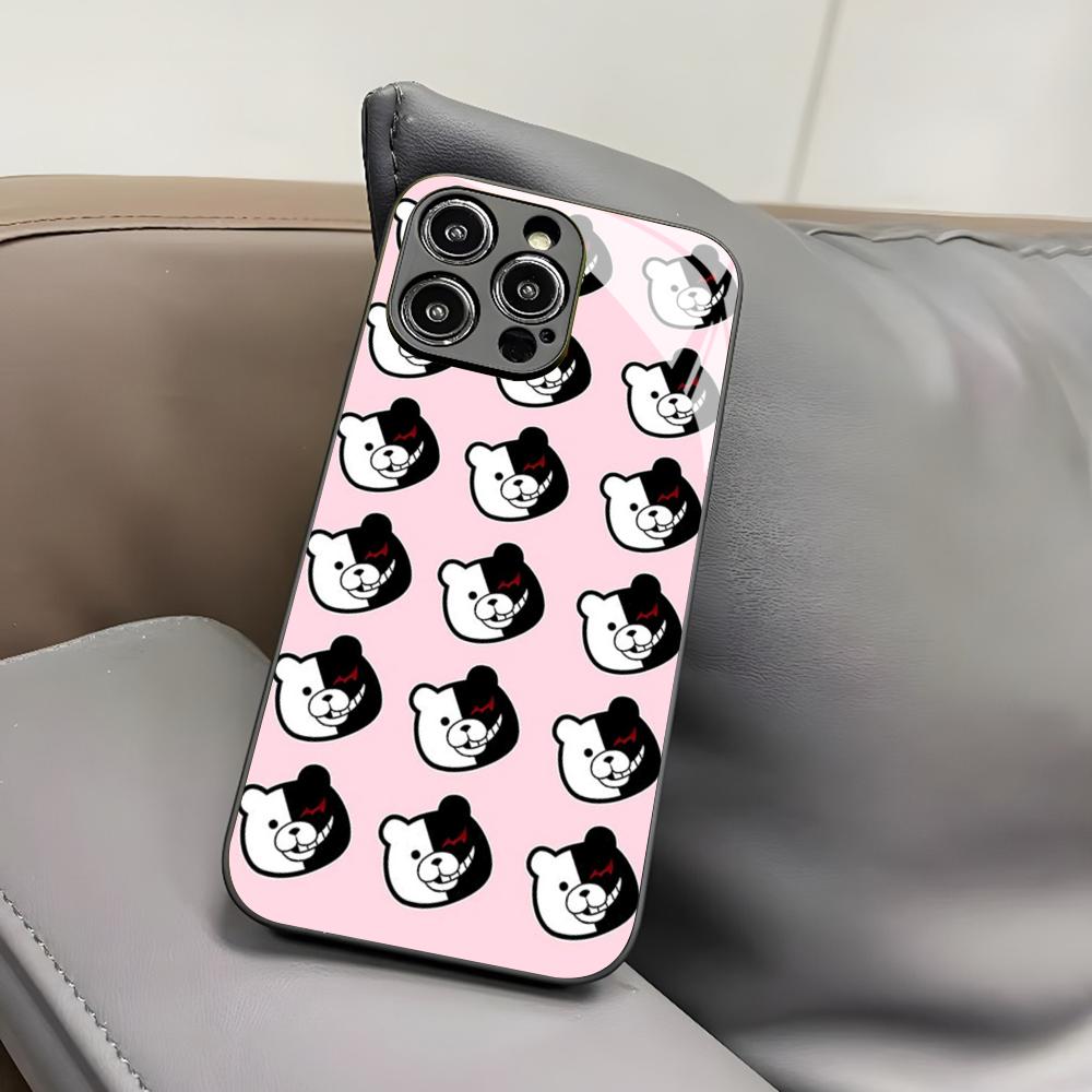 D-Danganronpa Monokuma Phone Case for Iphone 17 Air 16 15 14 12 11 13 Pro Max Mini X Xr Xs Puls Black Glass Cover