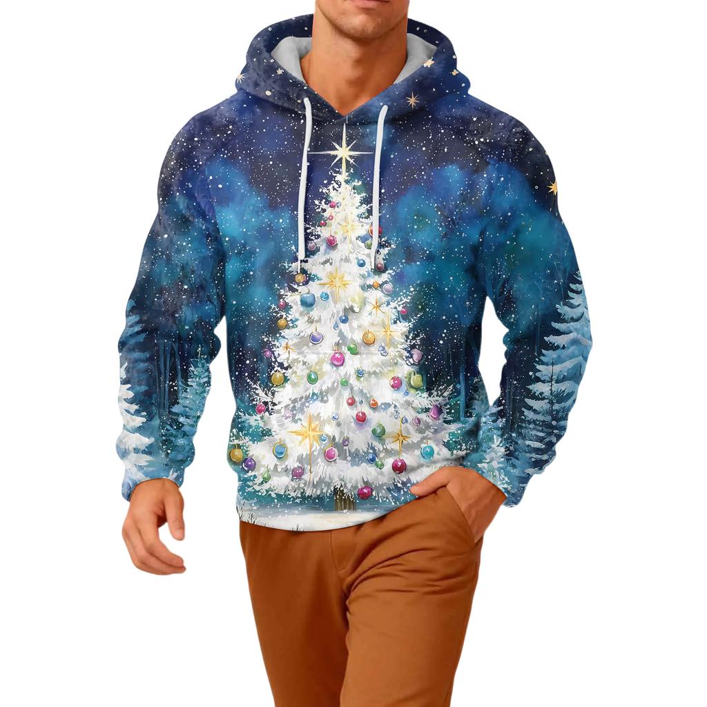 Men's Long-Sleeve Casual Flannel Hooded Sweatshirt