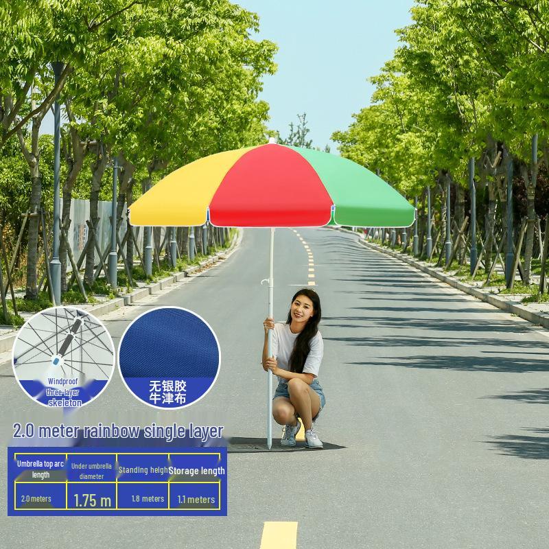 Großer Outdoor-Gewerbeschirm mit Doppelrippen - Sonnenschirm für Sonne, Werbung und Standnutzung