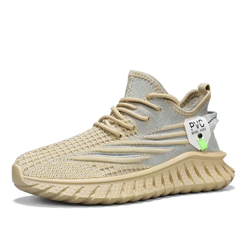 

Fashion Men s Summer Breathable Mesh Shoes Fashionable 2025 New Style Versatile Casual Soft Bottom Lightweight Sports Shoes 39 бежевый