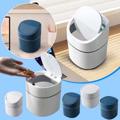 Household Flip Desktop Trash Can Dressing Table Study Waste Basket Bedside Table Small With Lid Sundries Storage