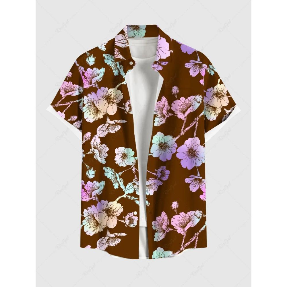 Summer Adds 3D Printed Hawaiian Shirts with Buttons, Beach Vacation Shirts, Short-sleeved Shirts and Casual Shirts for Men