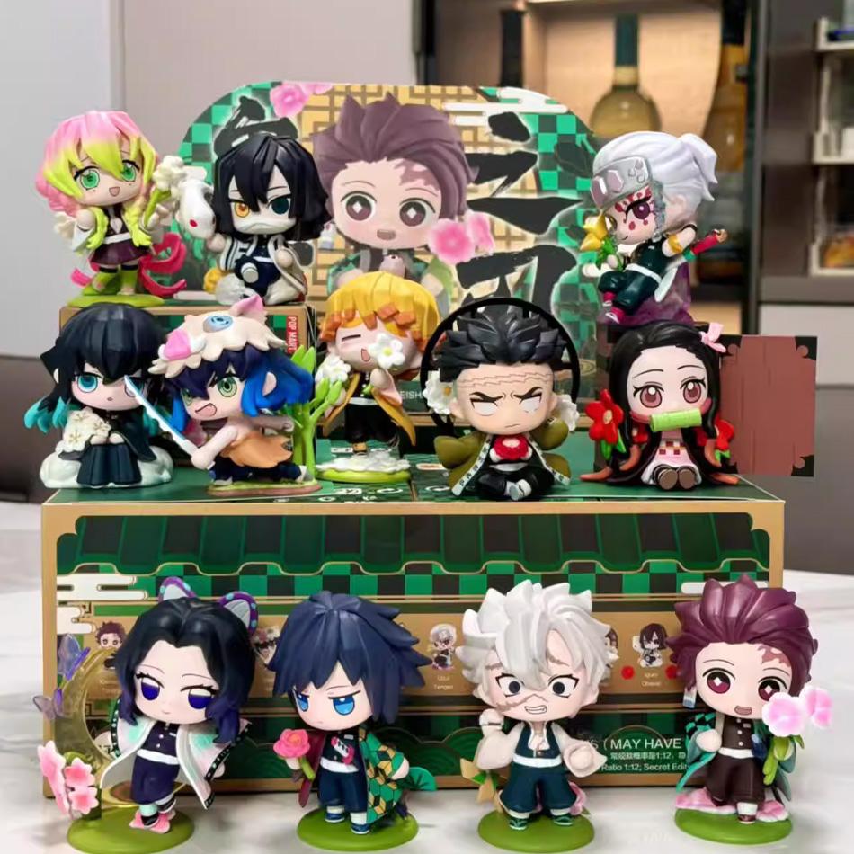 Demon Slayer Figure Set 12pcs Q Version Anime PVC Collectible Model Toy Desktop Decoration Gift for Fans