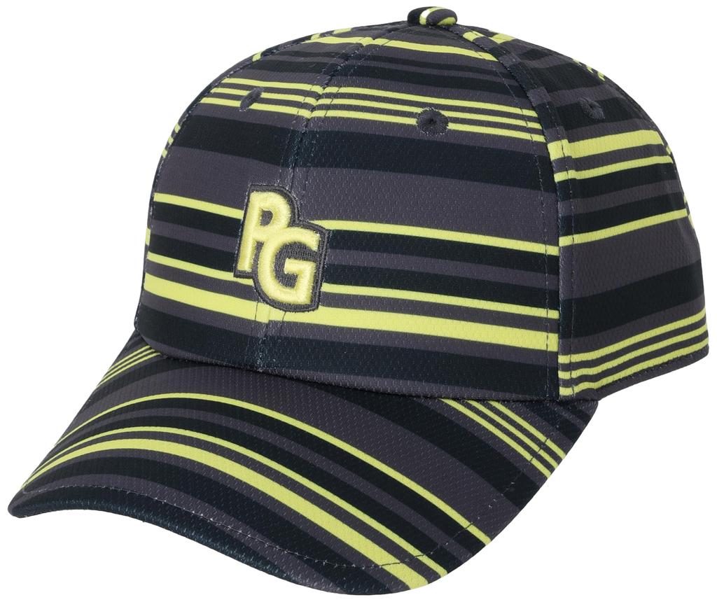[PEARLY GATES] Unisex Cap (Multi-border Pattern, Size Adjustable)  Golf Hat  053-4187405 021Gray X Lime FR