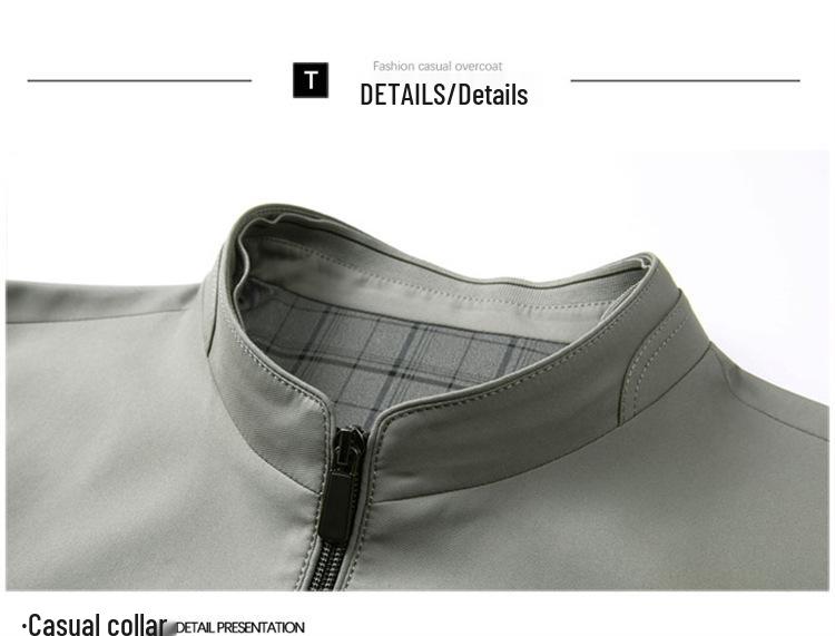 2026 Spring Men's Plus Size Business Jacket - Solid Color, High-End Stand-up Collar Outerwear