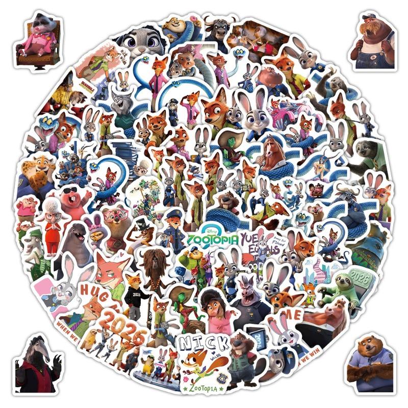 103pcs Cute Disney Zootopia Cartoon Stickers DIY Diary Laptop Phone Luggage Skateboard Graffiti Decals Roll Sticker Gift Toys