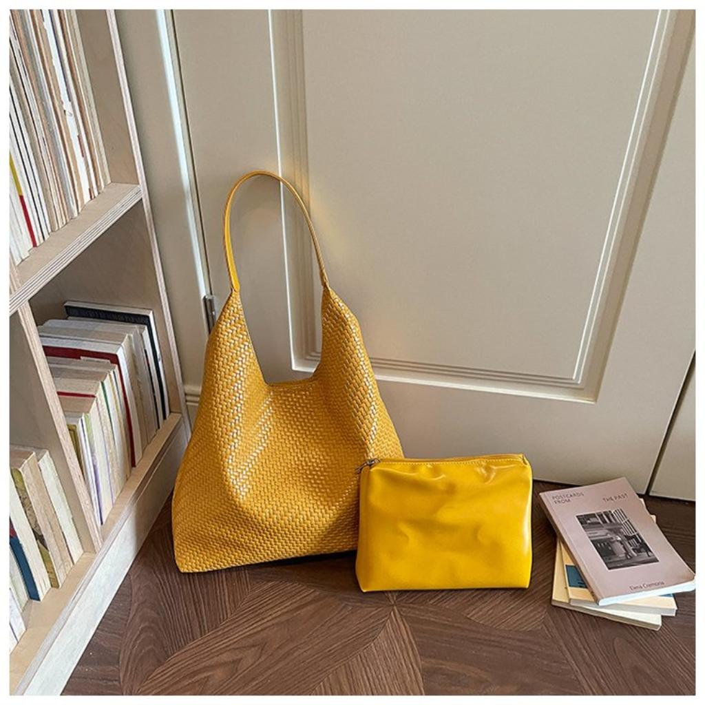 Xeie Thuk Tote Bag Women PU Woven Shoulder Daily