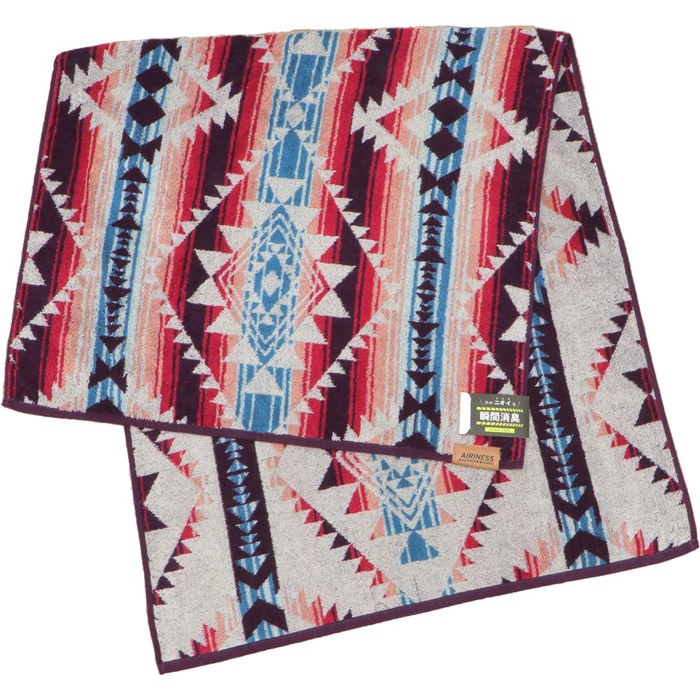 Nissen Shoko AIRINESS Instant Deodorizing Bath Scroll Towel, Pattern, Red, AR-18007_R