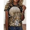Casual Women's T-Shirt Summer Round Neck Short Sleeve Leopard Pattern Print Outdoor Female T Shirts Fashion oversize Clothing