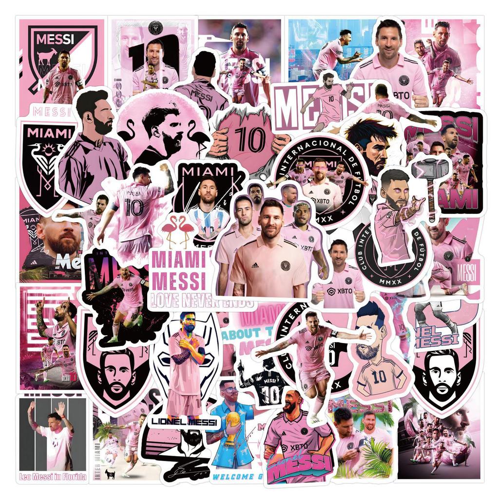 50 Sheets Messi Football Star Graffiti Stickers for DIY Decoration - Waterproof for Bottles, Helmets, and Computers