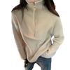 Loose and lazy wind lapel half zipper knitted sweater top women's autumn and winter new simple casual pullover sweater
