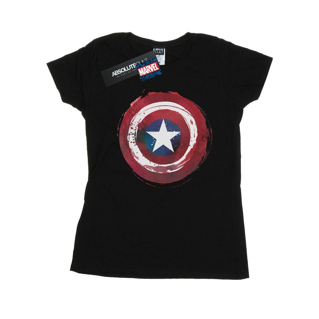Marvel Womens/Ladies Captain America Splatter Shield Cotton T-Shirt
