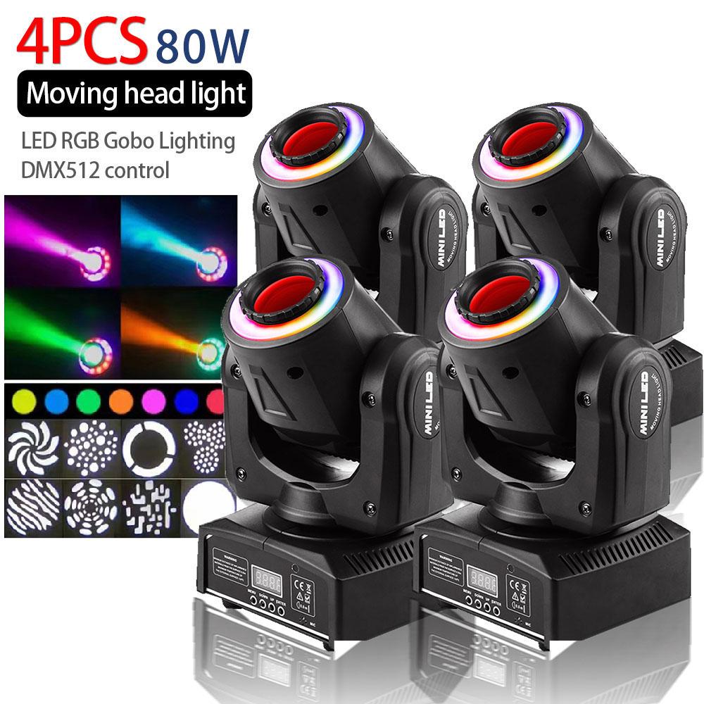 80W Moving Head Stage Light DMX512 Control 8*8 Gobo Spotlight Home Party Ambient Light Disco Ballroom Wedding Mini Gobos