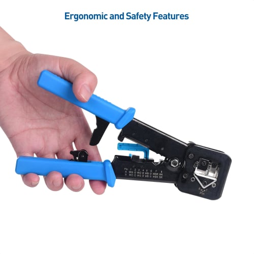 Cable Matters Crimping Pliers, LAN Connector Crimping Pliers, RJ45 Modular Crimping Tool, Penetrating Type, Compatible with RJ45/RJ11/RJ12 8P/6P CAT6/