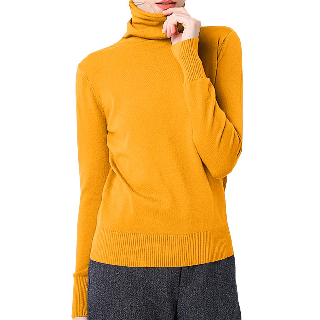 Women's Casual And Fashionable Knitted Pile Collar Solid Color Long Sleeved Top