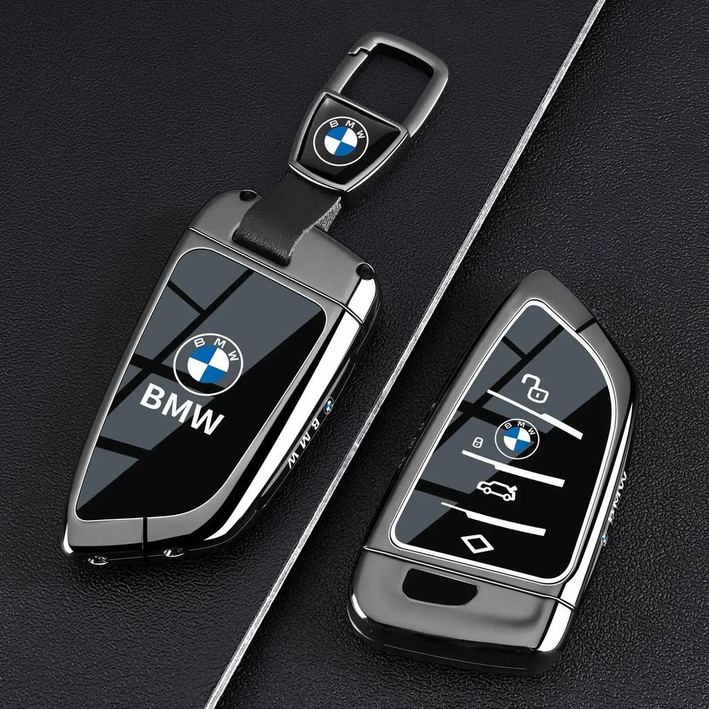 AJGX7 Aluminum Car Key Cover Case for BMW X1 X3 X5 X6 X7 1 3 5 6 7 Series G20 G30 G11 F15 F16 G01 G02 Protective Shell for Remote Key