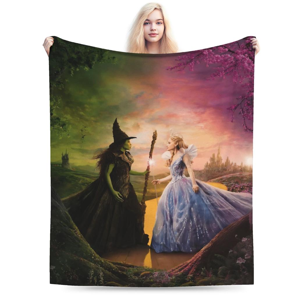 W-Wicked 2 Musical Movie Glinda Elphaba Blanket Warm Soft Street Trend Plush Throw Blanket Flannel Bedspread Bed Cover