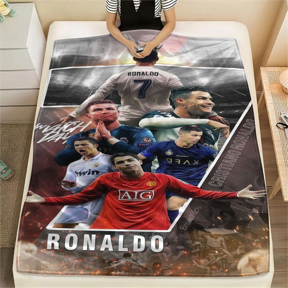 1PC CR7 Cristiano Ronaldo Patterned Flannel Blanket Suitable For All Seasons for Home Decor Warmth and Comfort Gifts Holiday Present