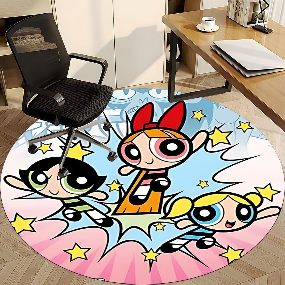 1pc Powerpuff Girls Office Round Area Rug, Under Office Chairs Bedroom Living Room Home Decor, Room Deco, Available in Various Sizes040