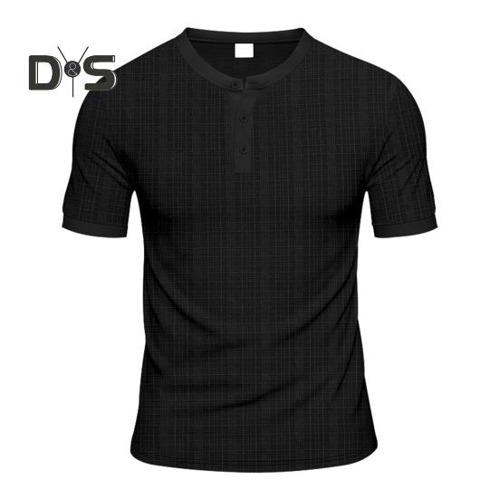 Letní pánské tričko Volný střih Americký styl Krátký rukáv Zapínací Kulatý výstřih Top Jednobarevný Ležérní Denní Top