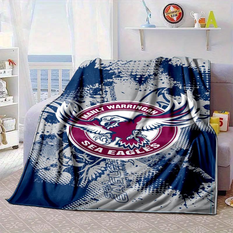 Manly Sea Eagles Crest Portable Blanket/Soft Blanket Bedding Blanket Suitable for Travel Camping Living Rooms Offices Sofas Fan Gifts