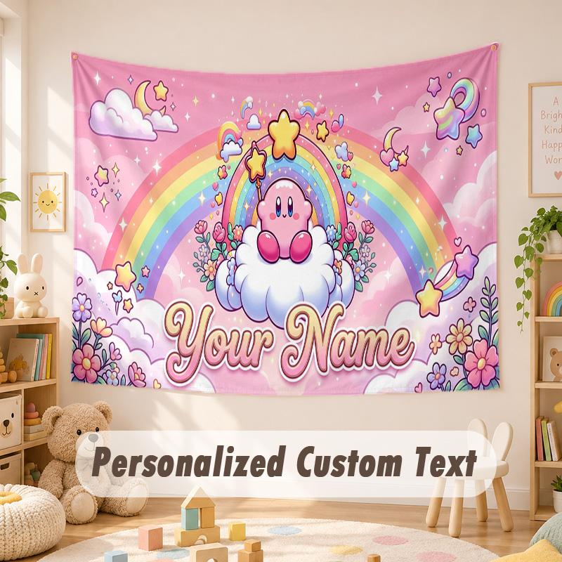 Custom Name Text Tapestry,Kirby Boho Wall Hanging, Decorative Backdrop Tapestry For Room