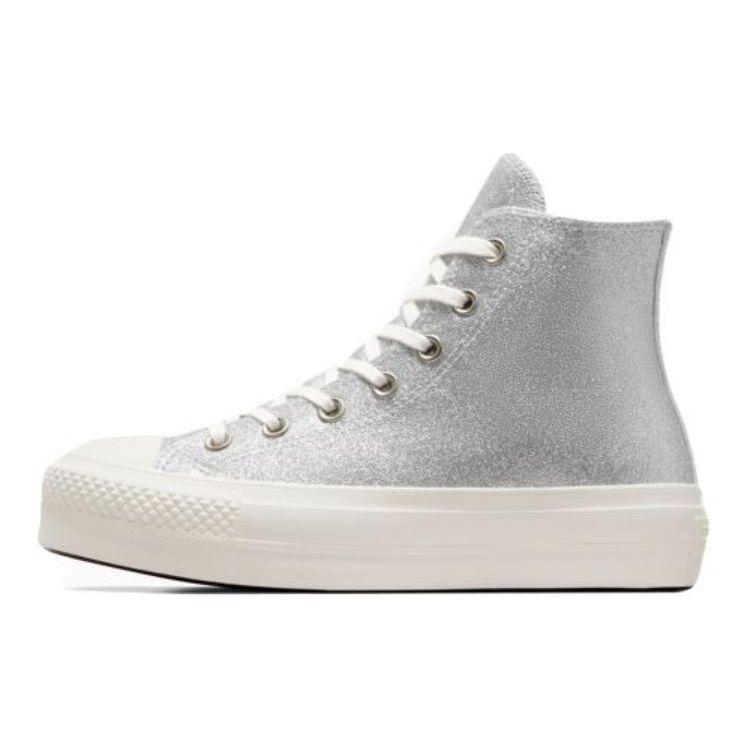 Converse All Star Lift Pohodlné Všestranné Odolné Tlumící Nárazy Lehké Plátěné Boty s Vysokým Svrškem Dámské Tenisky Stříbrné A07949C