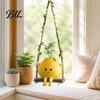 Creative Window Sill Decor Cute Swinging Lemon Wall Hanging Ornament, Smiling Figurine, Resin Swing Healing Home Style Art Decor, Boho for Bedroom